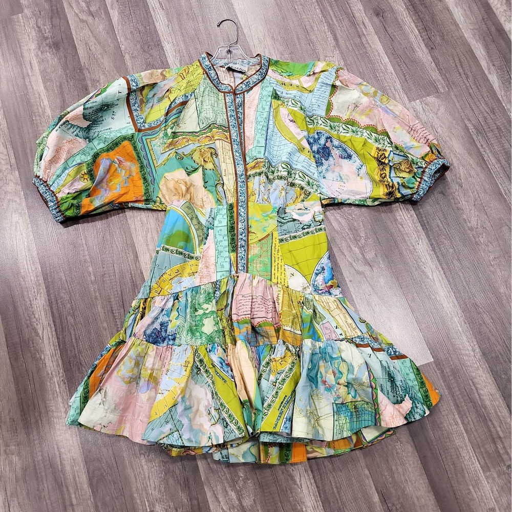 Alemais Anthropologie Atlas Organic Cotton Mini Dress, Multicolor, Size 10 NWT